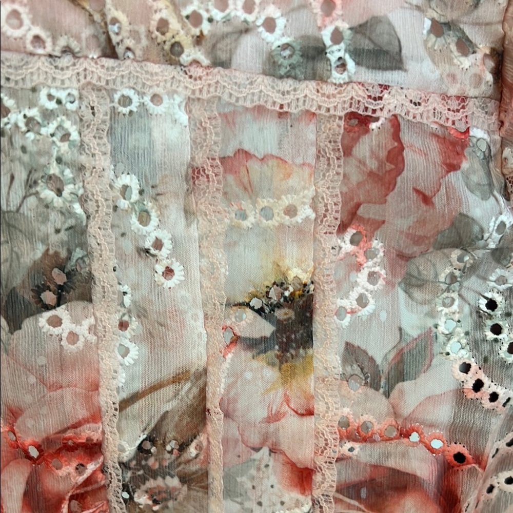Alice + Olivia Pink Eyelet Floral Blouse - Picture 3 of 8
